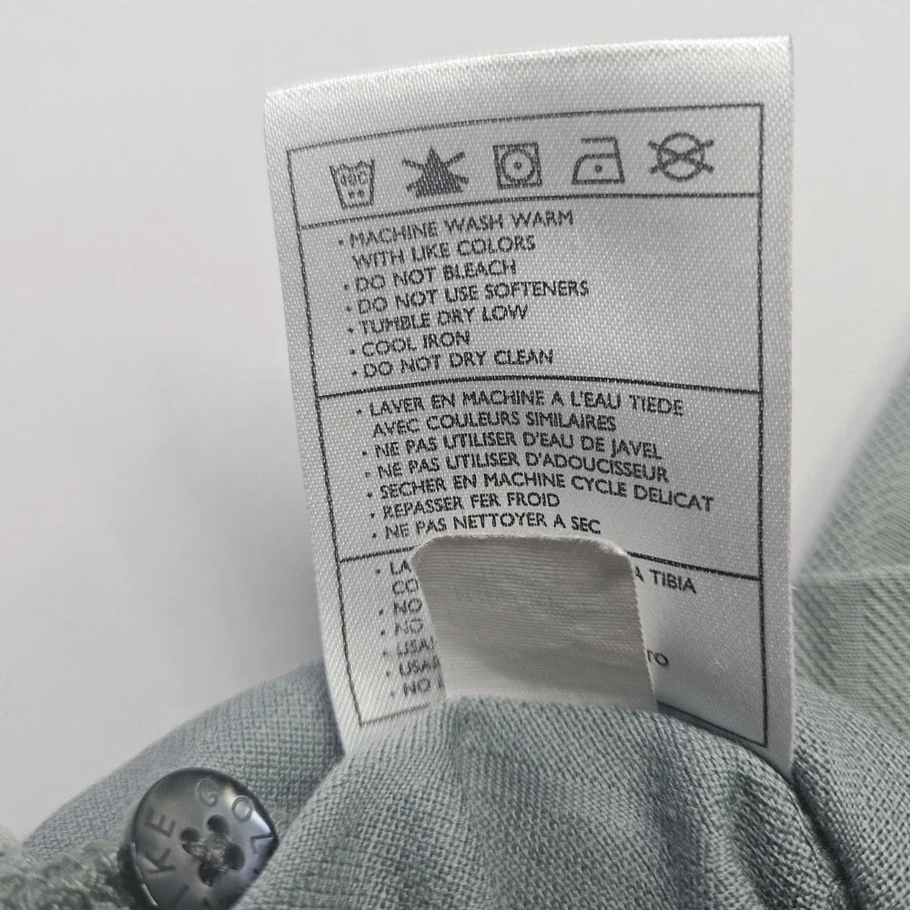 NIKE GOLF Dri-FIT Polo Shirt XL Sage Green Vertical Stripe Textured Short Sleeve